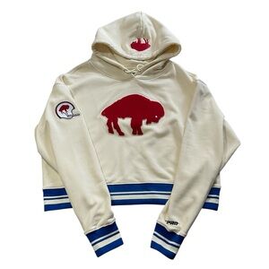Pro Standard Buffalo Bills Cropped Hoodie Luxury Athletic Chenille Patches Sz M